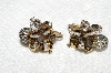 +MBA #E53-149   "Verdome Gold Tone Fancy Glass Bead Clip On Earrings"