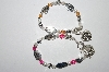 +MBA #E51-384  "Older Silvertone Lot Of (2)  Bead & Faux Pearl With Heart Charm Bracelets"