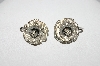 +MBA #E51-001   "Vintage Silvertone Mesh Rose Clip On Earrings"