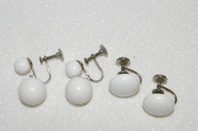 +MBA #E54-231   "Vintage Lot Of "2" Pairs Of Milk Glass Earrings"
