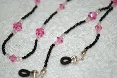 +MBA #6406  "Pink Crystals & Black Seed Beads