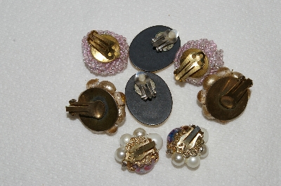 +MBA #E54-244    "Vintage Lot Of "4" Pairs Of Clip On Earrings"