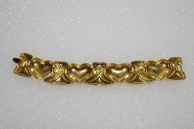 +MBA #E55-226   "Vintage Gold Plated Fancy Heart Bracelet"