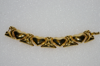 +MBA #E55-226   "Vintage Gold Plated Fancy Heart Bracelet"