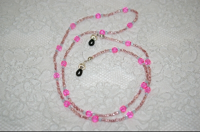 +MBA #6400  "Bright Pink Glass Beads & Aqua Colored Crystals"