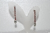 +MBA #E55-077   "Vintage Silvertone Red & Clear Crystal Rhinestone Earrings"