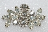**MBA #E55-122   "Vintage Silvertone Clear Crystal Fancy Rhinestone Brooch"