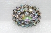 **MBA #E55-146   "Vintage Antiqued Silvertone AB Crystal Rhinestone Pin"