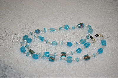 +MBA #6322  "Fancy Aqua Blue Glass With Ab Beads