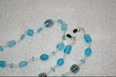 +MBA #6322  "Fancy Aqua Blue Glass With Ab Beads
