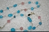 +MBA #6326  "Turquoise Colored Glass Beads, Ab & Milk Pink