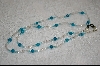 +MBA #6344  "Blue Soap Stone, Blue Crystals, White Glass Pearls