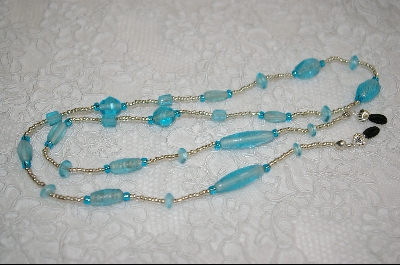 +MBA #6306  "Aqua Blue & Silver Beads"