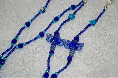 +MBA #6311  "Blue Glass Dragonflies & AB Dark Blue Glass Beads