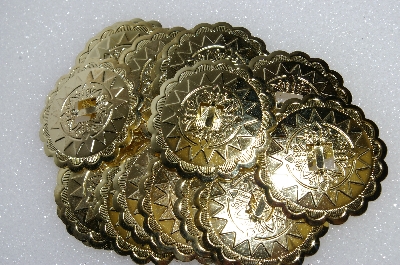 +MBA #S51-249   "Lot Of 18 Gold Tone Round Metal Concho's"