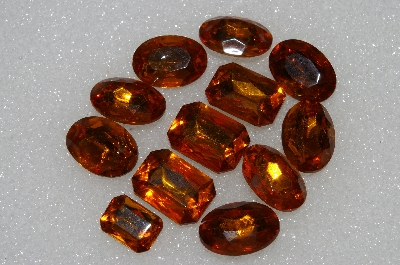 +MBA #S51-295   "Vintage Lot Of 12 Citrine Colored Faceted Large Glass Rhinestones"