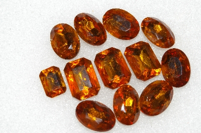 +MBA #S51-295   "Vintage Lot Of 12 Citrine Colored Faceted Large Glass Rhinestones"