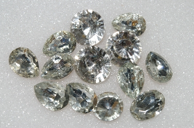 +MBA #S51-325   "Vintage Lot Of 13 Large Clear Glass Rhinestones"