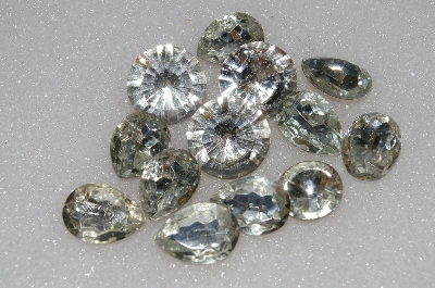 +MBA #S51-325   "Vintage Lot Of 13 Large Clear Glass Rhinestones"