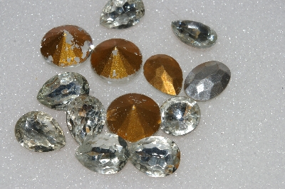 +MBA #S51-325   "Vintage Lot Of 13 Large Clear Glass Rhinestones"