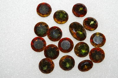 +MBA #S51-304   "Vintage Lot Of 16 Large Brownish Green Glass Rhinestones"