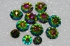 +MBA #S51-300   "Vintage Lot Of 11 Large Rainbow Colored Glass Rhinestones"