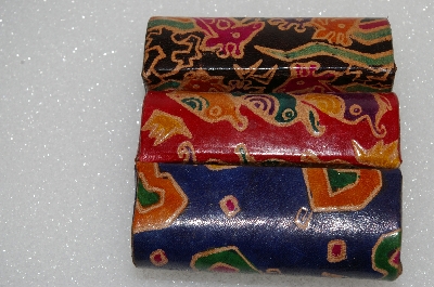 +MBA #S51-591   "Set Of 3 Hand Painted leather Lipstick Holders"