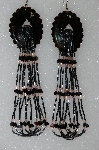 +MBA #S51-412   "Black Enameled Concho With Black Onyx Hearts & Pink & Gun Metal Bugle Beads"