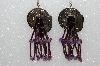 +MBA #S51-410   "Silvertone Cactus Concho  With Amethyst & Purple Bugle Beads"