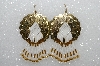 +MBA #S51-371   "Concho, White Glass Seed beads, Fancy Gold Swirl Bugle Beads & Gold Plated Bead Earrings"