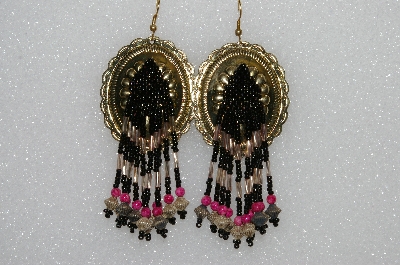+MBA #S51-391   " One Of A Kind Hand Made Beaded Concho Earrings"