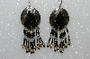 +MBA #S51-496   "Concho, Black Bead, Fancy Swirl Silver Bugle Beads & Silver Plated Rose Beads"