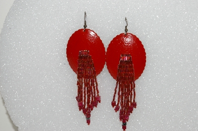 +MBA #S51-421   "Red Concho Beaded Earrings"
