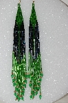 +MBA #S51-423   "Fancy Hand Beaded Bugle bead & Gemstone Long Earrings"