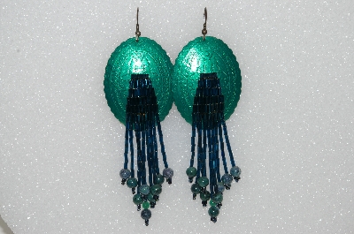 +MBA #S51-395   "Fancy Green Conch Bead & Gemstone Earrings"