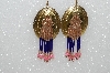 +MBA #S51-502   "Fancy Concho Pink & Blue Bead Earrings"