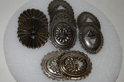 +MBA #S51-573   "Antiqued Silvertone Lot Of 9 Large Metal Conchos"  