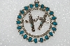 +MBA #S51-548   "Roma Silvertone Faux Turquoise  Large Round Pendant"
