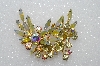 +MBA #S51-542   "Vintage Goldtone Yellow AB Crystal, Rhinestone & Glass Stone Fancy Brooch"