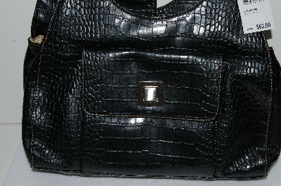 +MBA #S58-111   "Black Nine West 2004 Croco Style hand Bag"