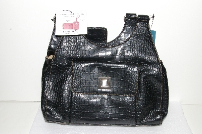 +MBA #S58-111   "Black Nine West 2004 Croco Style hand Bag"