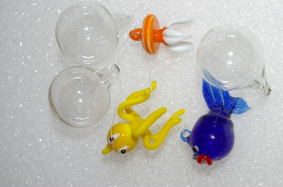 +MBA #S51-213   "Set Of 9 Sealife Glass lamp Work Ornaments  With Glass Bubbles"