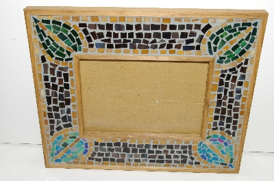 +MBA #S51-588  " Wooden Hand Made Glass Mosaic Picture Frame"