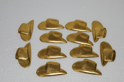 +MBA #S58-144   "1990's Lot Of 12  Gold Tone Metal Cowboy Hats"