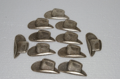+MBA #S58-139   "Lot Of 11 Antiqued Silvertone Metal Cowboy Hats"