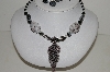 +MBA #S59-067   ""Lamp Worked Glass Bead Necklace  & Earring Set With Large Fancy Glass Pendant"