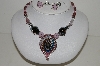 +MBA #S59-061   "Fancy Lampworked Glass Bead Necklace & Earring Set With Large Glass Pendant"