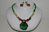 +MBA #S59-039   "Fancy Lampworked Glass Bead & Earring Set With Large Center Glass Pendant" 