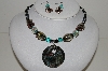 +MBA #S59-111   "Fancy Lampworked Glass Bead Necklace & Earrings Set With Round Glass Pendant"
