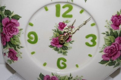 +MBA #S25-108   "Pink Rose Ceramic Kitchen Clock"